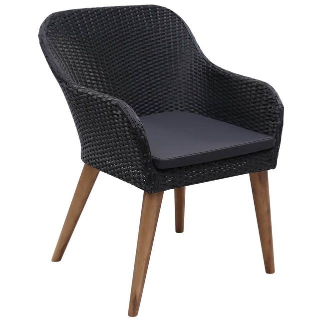 havestole med hynder 2 stk. polyrattan sort