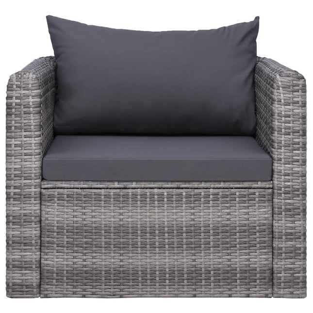 havestol med hynde og pude polyrattan grå