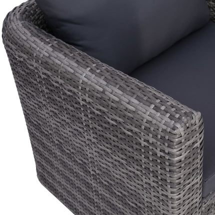 havestol med hynde og pude polyrattan grå
