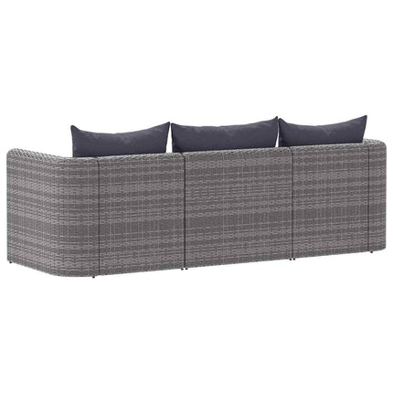 havesofasæt i 3 dele med hynder polyrattan grå
