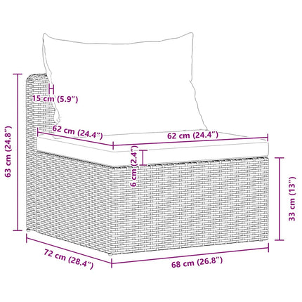 havesofasæt i 4 dele med hynder polyrattan grå