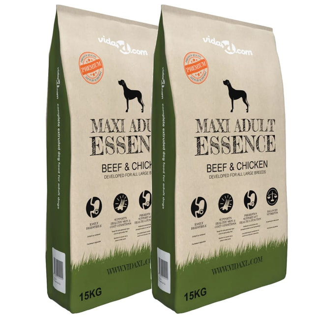 tørfoder til hunde 2 stk. Maxi Adult Essence Beef&Chicken 30 kg