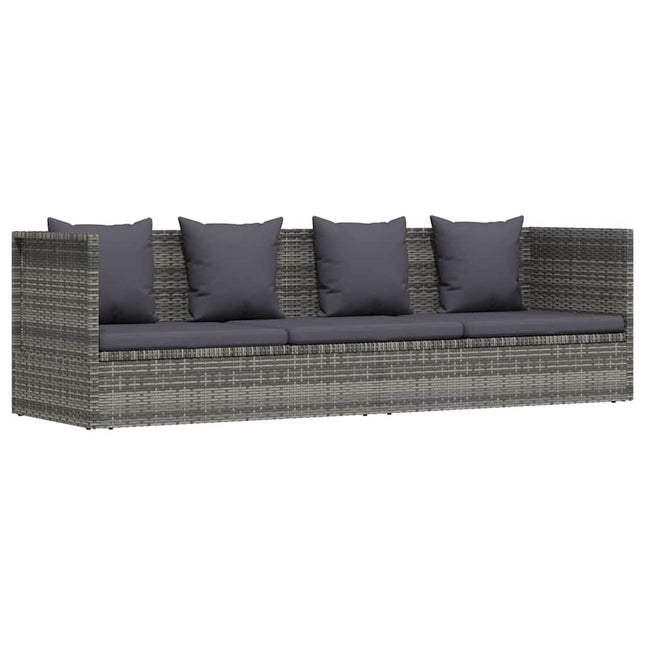 havebord 200x60 cm polyrattan grå