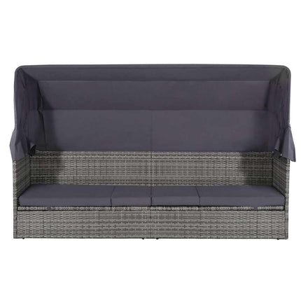 solseng med baldakin brun 205 x 62 cm polyrattan
