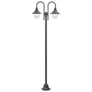 havestolpelampe E27 220 cm aluminium 2 lanterner bronzefarvet