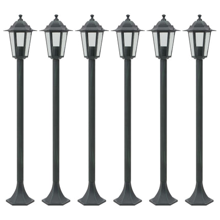 havestolpelamper 6 stk. E27 110 cm aluminium mørkegrøn