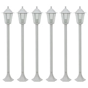 havestolpelamper 6 stk. E27 110 cm aluminium hvid