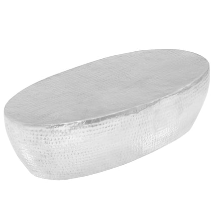 sofabord 100 x 50 x 28 cm hamret aluminium sølvfarvet