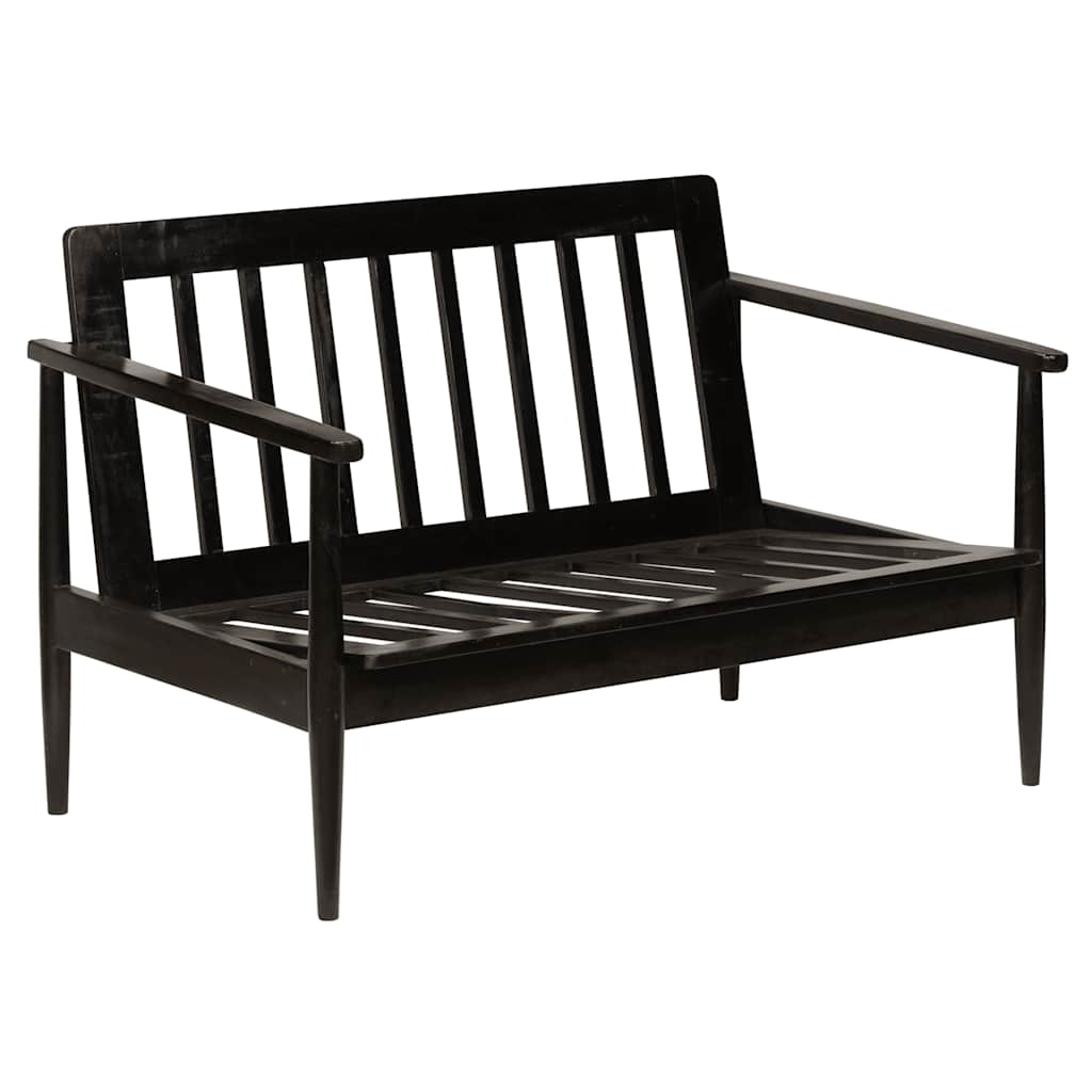 2-personers sofa ægte læder med akacietræ sort