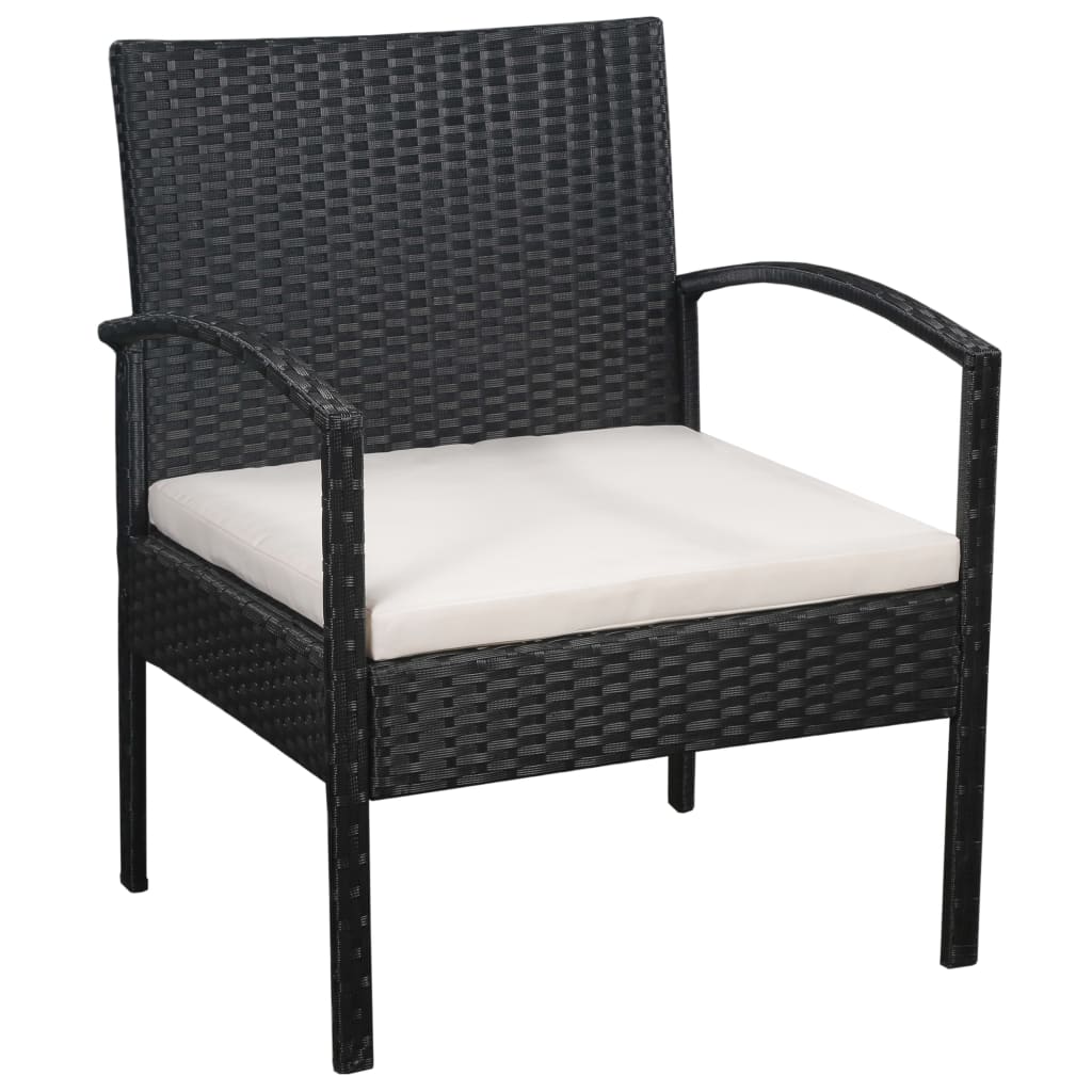 haveloungesæt 5 dele med hynder polyrattan sort