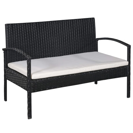 haveloungesæt 5 dele med hynder polyrattan sort