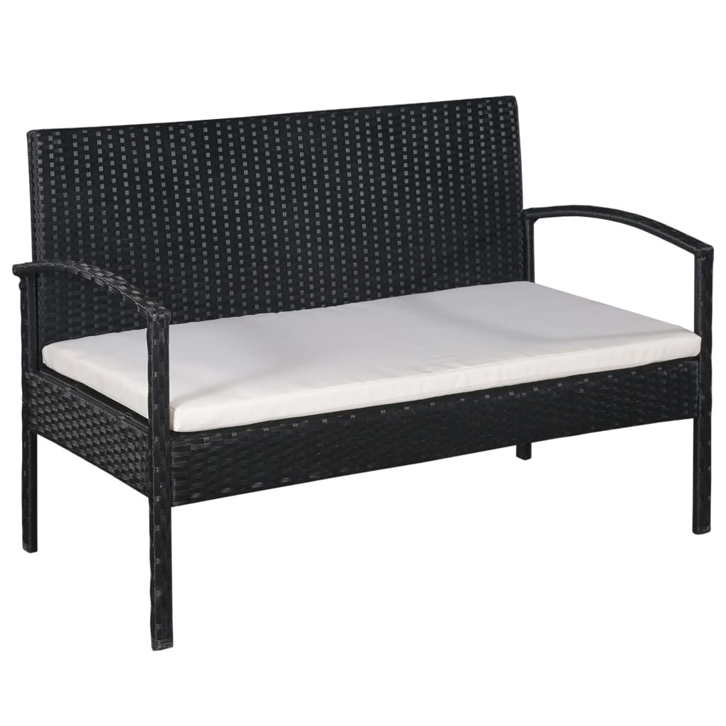 haveloungesæt 5 dele med hynder polyrattan sort