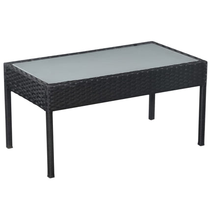 haveloungesæt 5 dele med hynder polyrattan sort