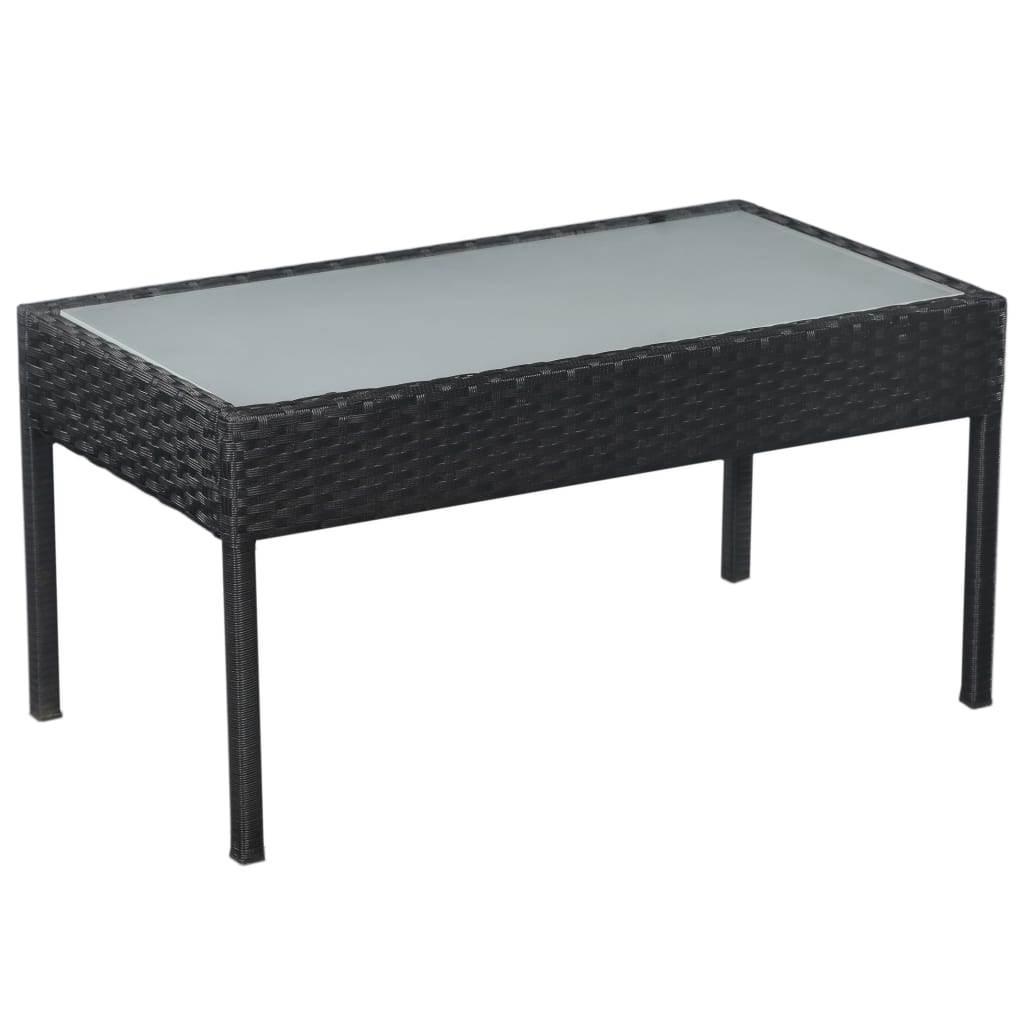 haveloungesæt 5 dele med hynder polyrattan sort