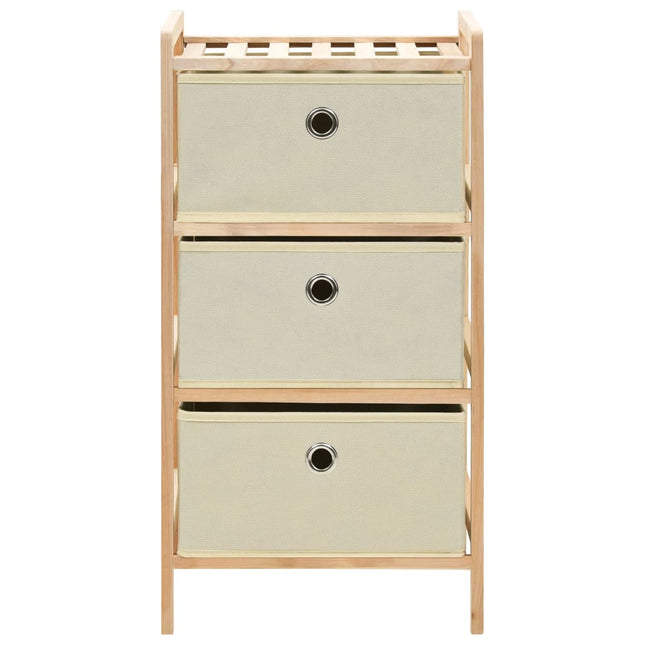 opbevaringsstativ med 3 stofkurve cedertræ beige