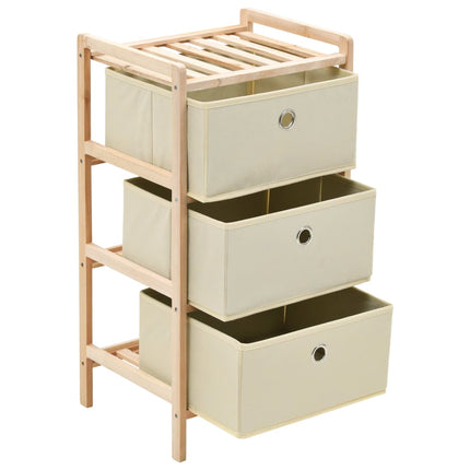 opbevaringsstativ med 3 stofkurve cedertræ beige