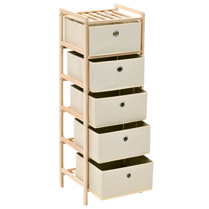 opbevaringsstativ med 5 stofkurve cedertræ beige