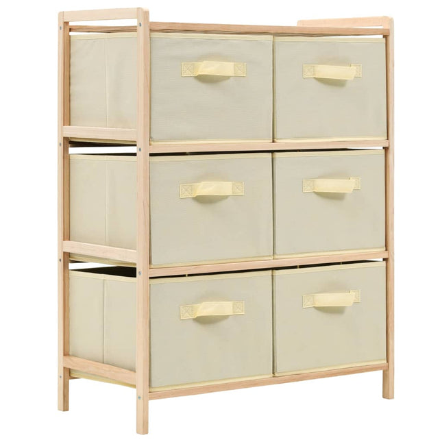 opbevaringsstativ med 6 stofkurve cedertræ beige