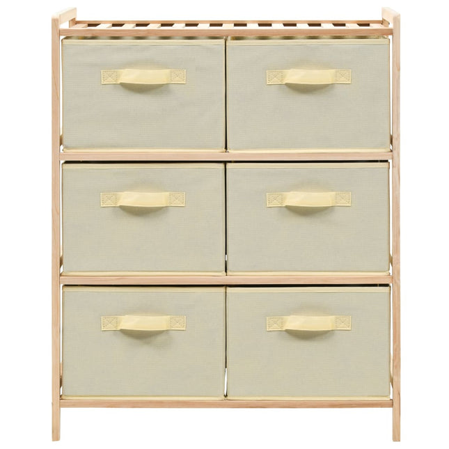 opbevaringsstativ med 6 stofkurve cedertræ beige