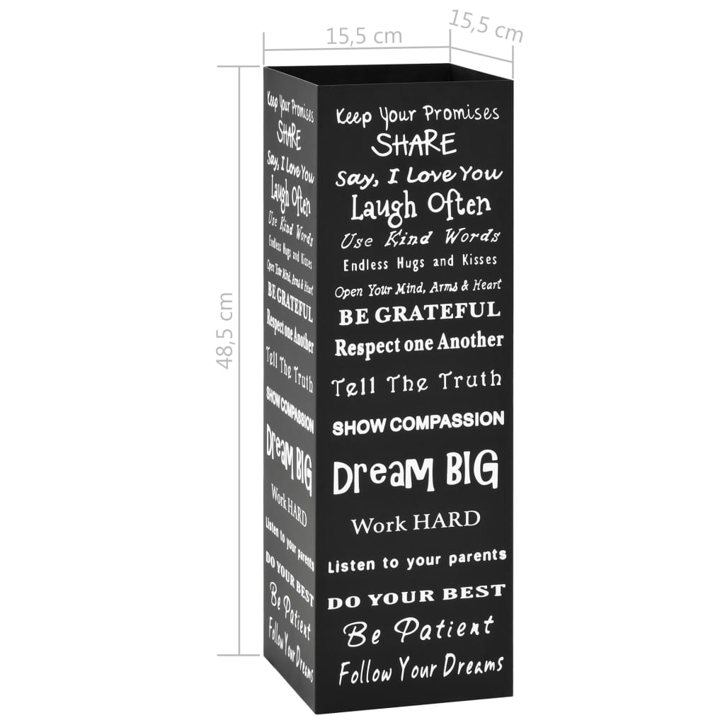 paraplystativ tekst stål sort