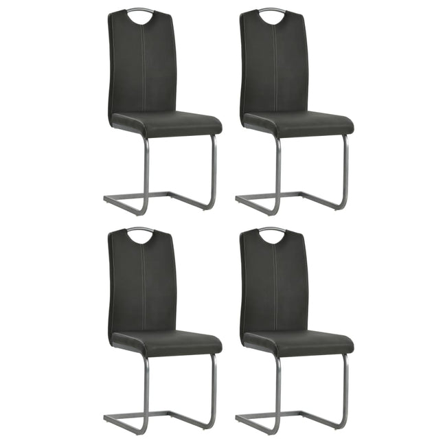 spisebordsstole med cantilever 4 stk. kunstlæder grå