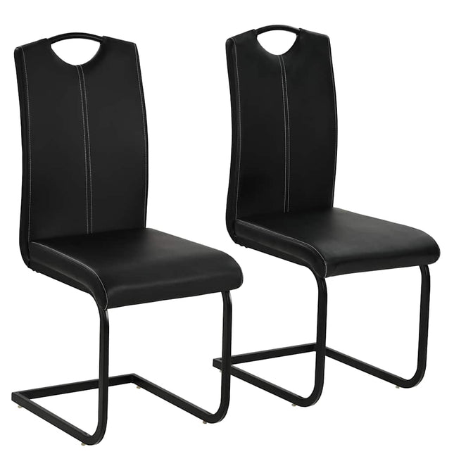 spisebordsstole 2 stk. cantilever-design kunstlæder sort