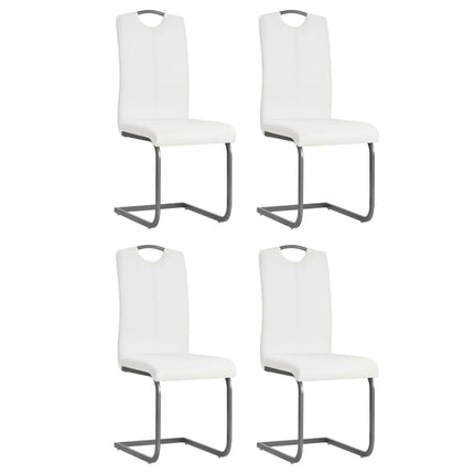 spisebordsstole med cantilever 4 stk. stof hvid