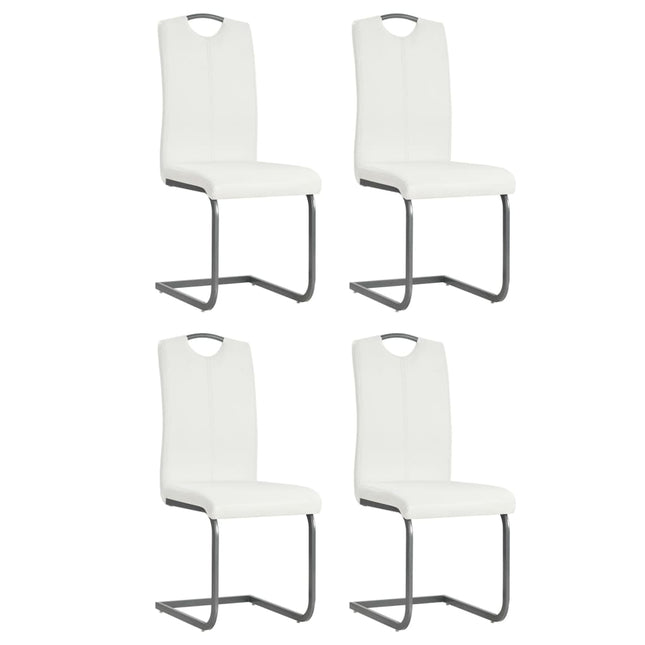 spisebordsstole med cantilever 4 stk. stof hvid
