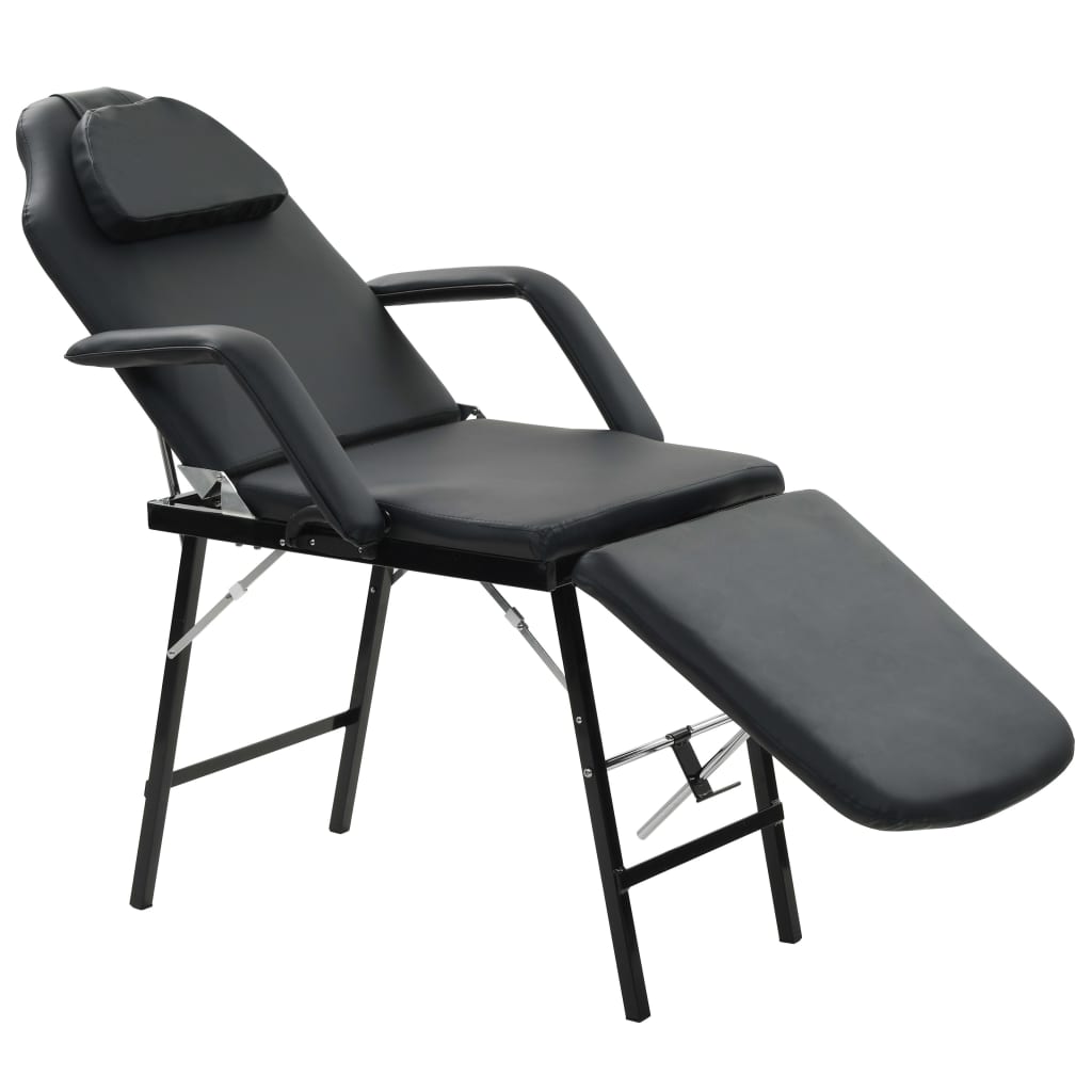 mobil ansigtsbehandlingsstol kunstlæder 185 x 78 x 76 cm sort