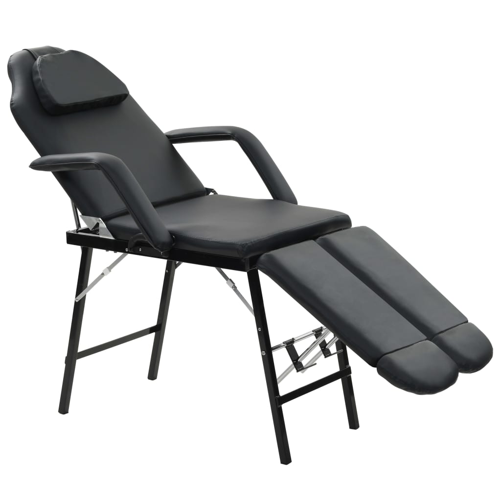 mobil ansigtsbehandlingsstol kunstlæder 185 x 78 x 76 cm sort