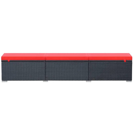 liggestol med hynde polyrattan sort