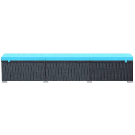 liggestol med hynde polyrattan sort