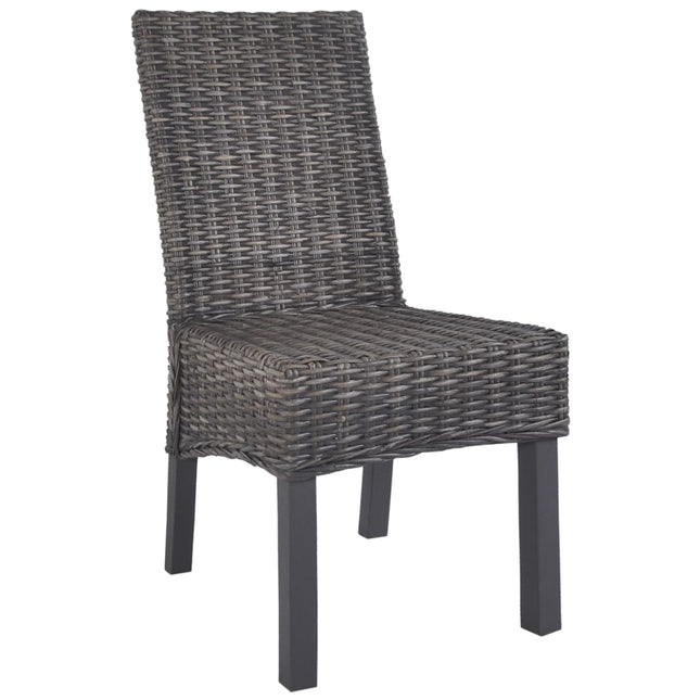 spisebordsstole 2 stk. kubu-rattan og mahognitræ brun