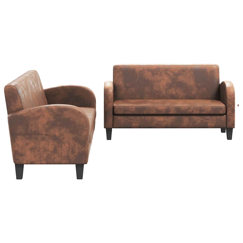 sofasæt i 2 dele imiteret ruskind brun