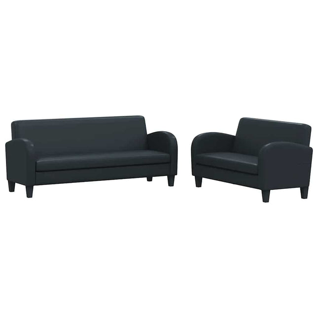 sofasæt 2 dele kunstlæder sort