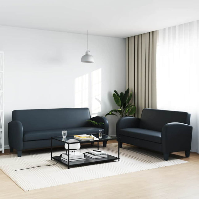 sofasæt 2 dele kunstlæder sort