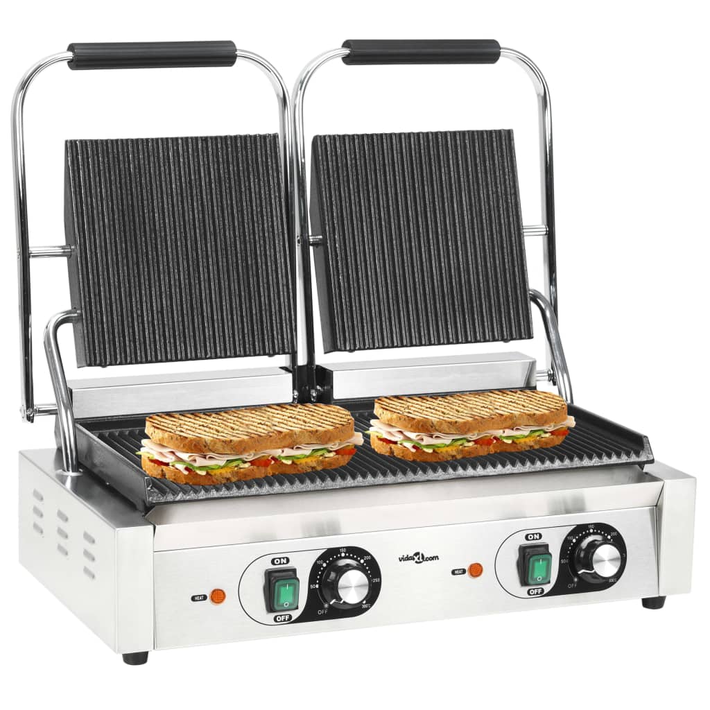 dobbelt rillet paninigrill 3600 W 57x30,5x20 cm billede