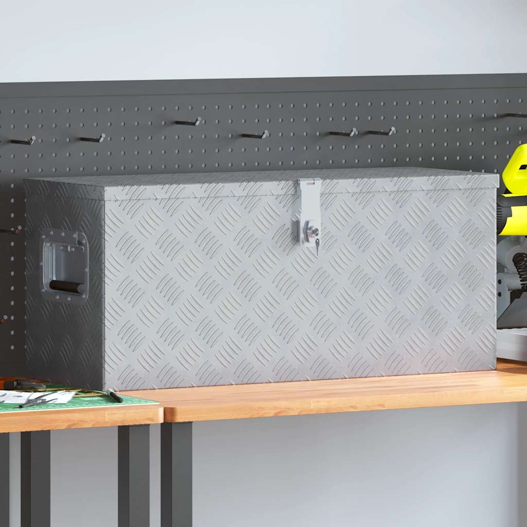 aluminiumskasse 80 x 30 x 35 cm sølvfarvet billede
