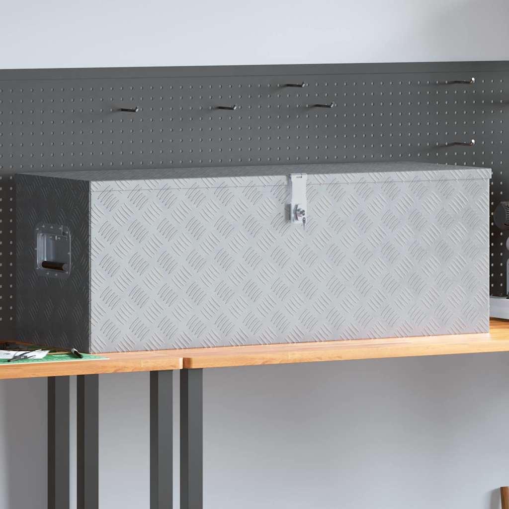 aluminiumskasse 110,5 x 38,5 x 40 cm sølvfarvet billede