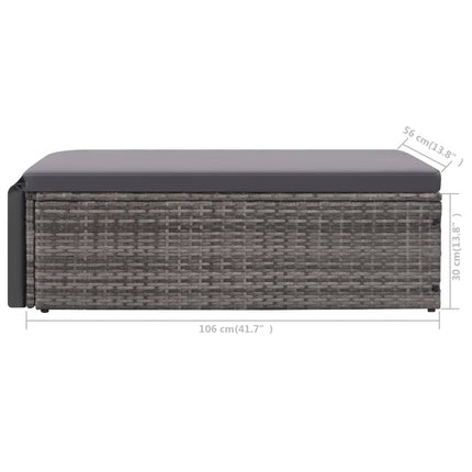 loungesæt til haven 2 dele med hynder polyrattan grå