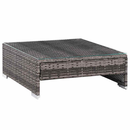 haveloungesæt 7 dele med hynder polyrattan grå