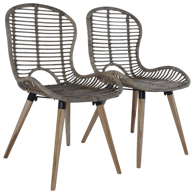 spisebordsstole 2 stk. naturligt rattan brun
