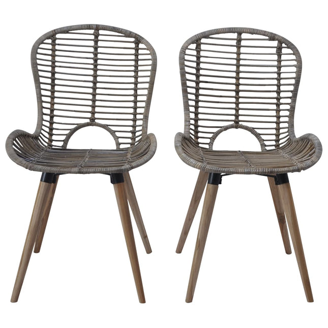 spisebordsstole 2 stk. naturligt rattan brun