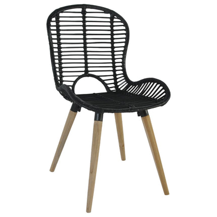 spisebordsstole 2 stk. naturlig rattan sort