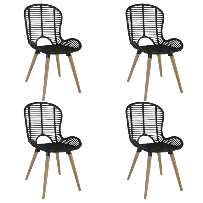 spisebordsstole 4 stk. naturligt rattan sort