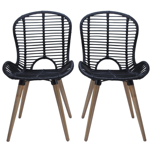spisebordsstole 4 stk. naturligt rattan sort