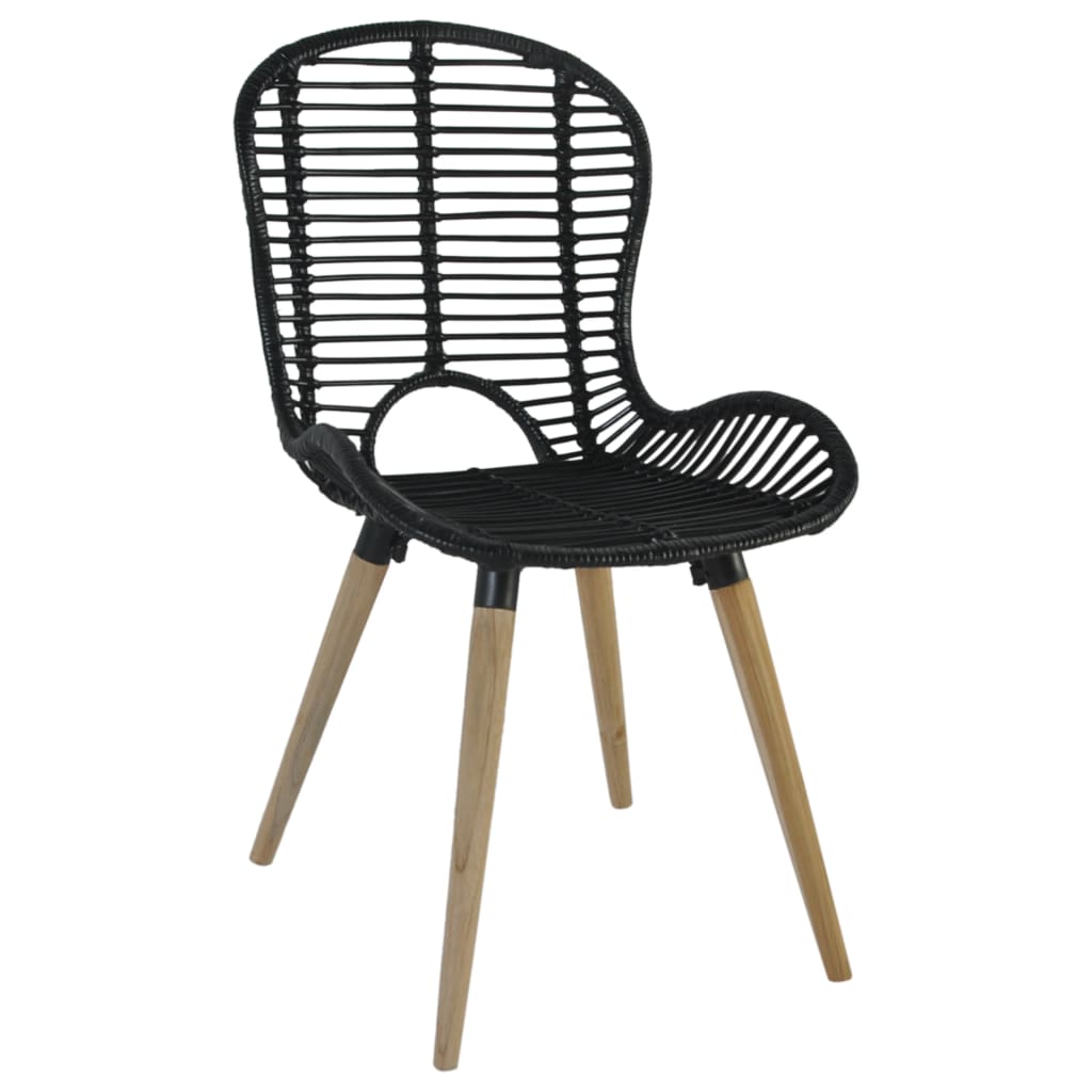 spisebordsstole 4 stk. naturligt rattan sort