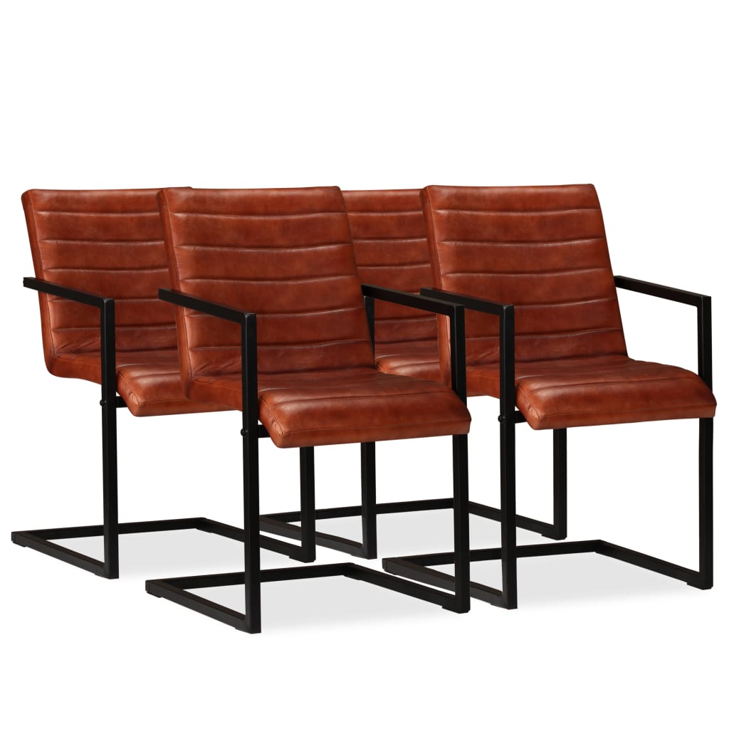 spisebordsstole 4 stk. ægte læder brun