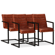 spisebordsstole 4 stk. ægte læder brun