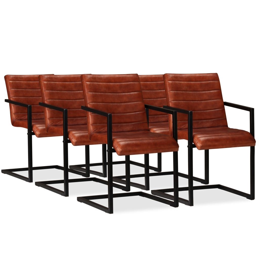 spisebordsstole 6 stk. ægte læder brun